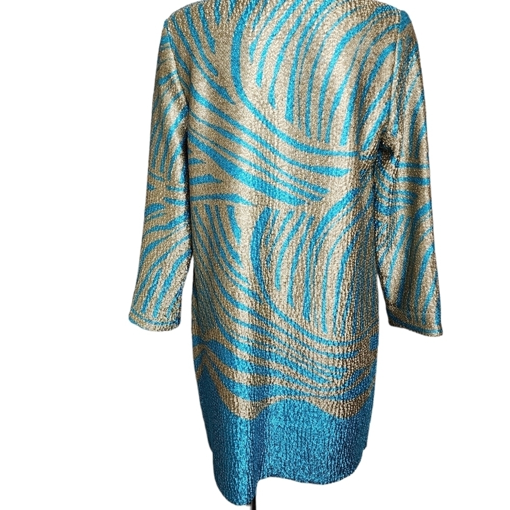 Chico's Traveler Gold & Teal Reversible Open Lightweight Women's Jacket Size S - Picture 2 of 6
